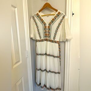 Embroidered midi dress